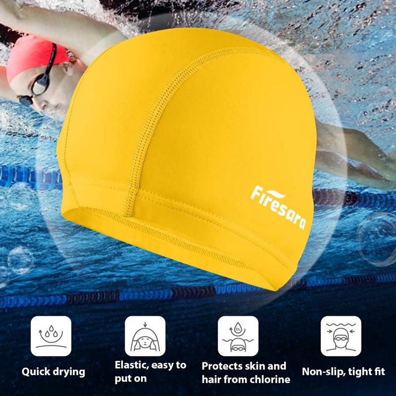 Firesara Fabric Swim Cap, High Elasticity Swimming Cap Keeps Hair Clean Breathable Fit Both Long Hair Short Hair, Swim Caps Woman Girls Men Kids One Size Hat - Image 2
